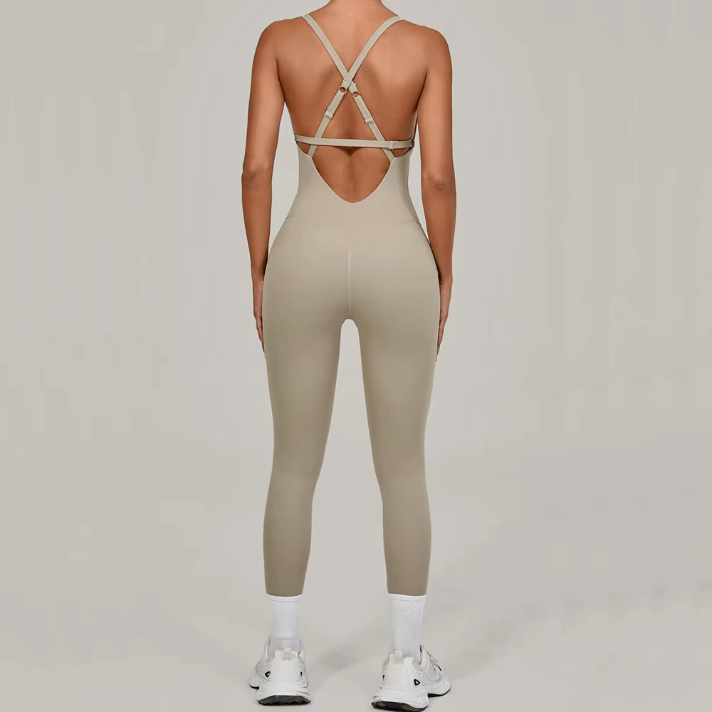 Adjustable Back Fitnes Women Bodysuits Corset Yoga Set Push up Gym One Piece Jumpsuit Workout Jumpsuit Female Active Wear XP274