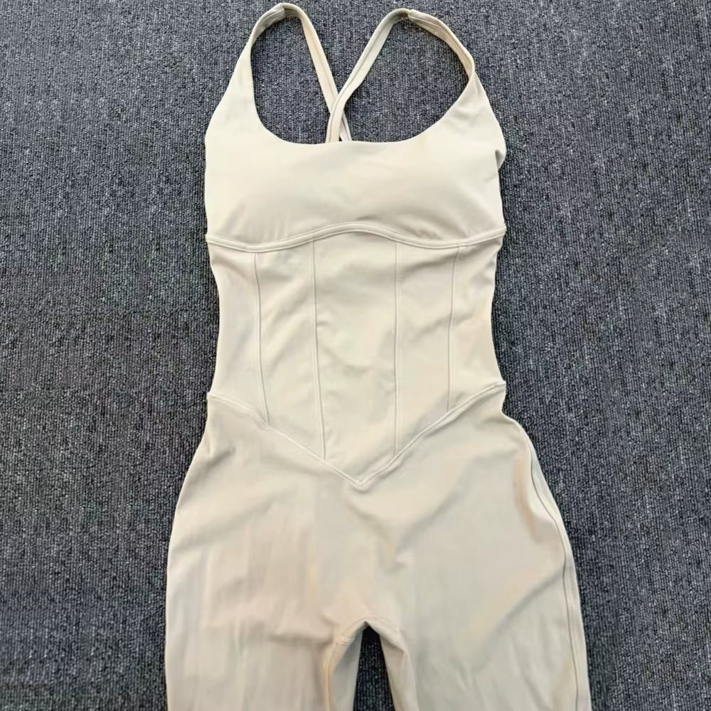 Adjustable Back Fitnes Women Bodysuits Corset Yoga Set Push up Gym One Piece Jumpsuit Workout Jumpsuit Female Active Wear XP274