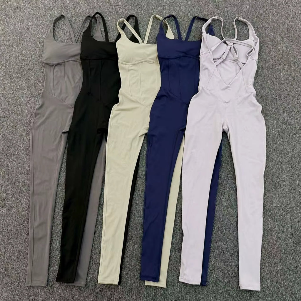 Adjustable Back Fitnes Women Bodysuits Corset Yoga Set Push up Gym One Piece Jumpsuit Workout Jumpsuit Female Active Wear XP274
